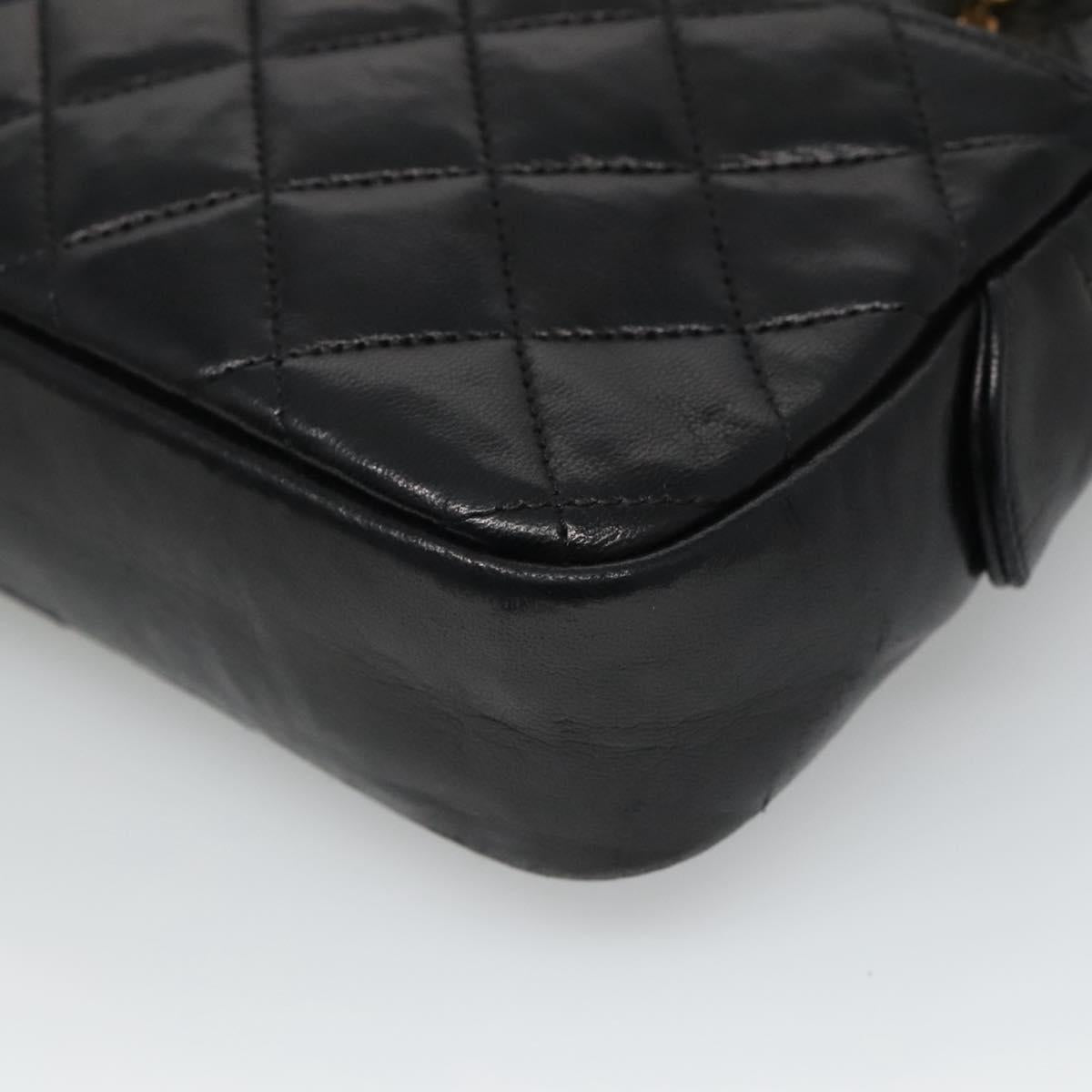 CHANEL Matelasse Chain Shoulder Bag Lamb Skin Black Gold CC bs22211