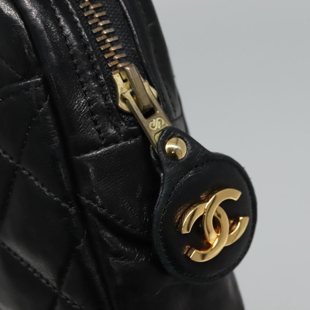 CHANEL Matelasse Chain Shoulder Bag Lamb Skin Black Gold CC bs22211