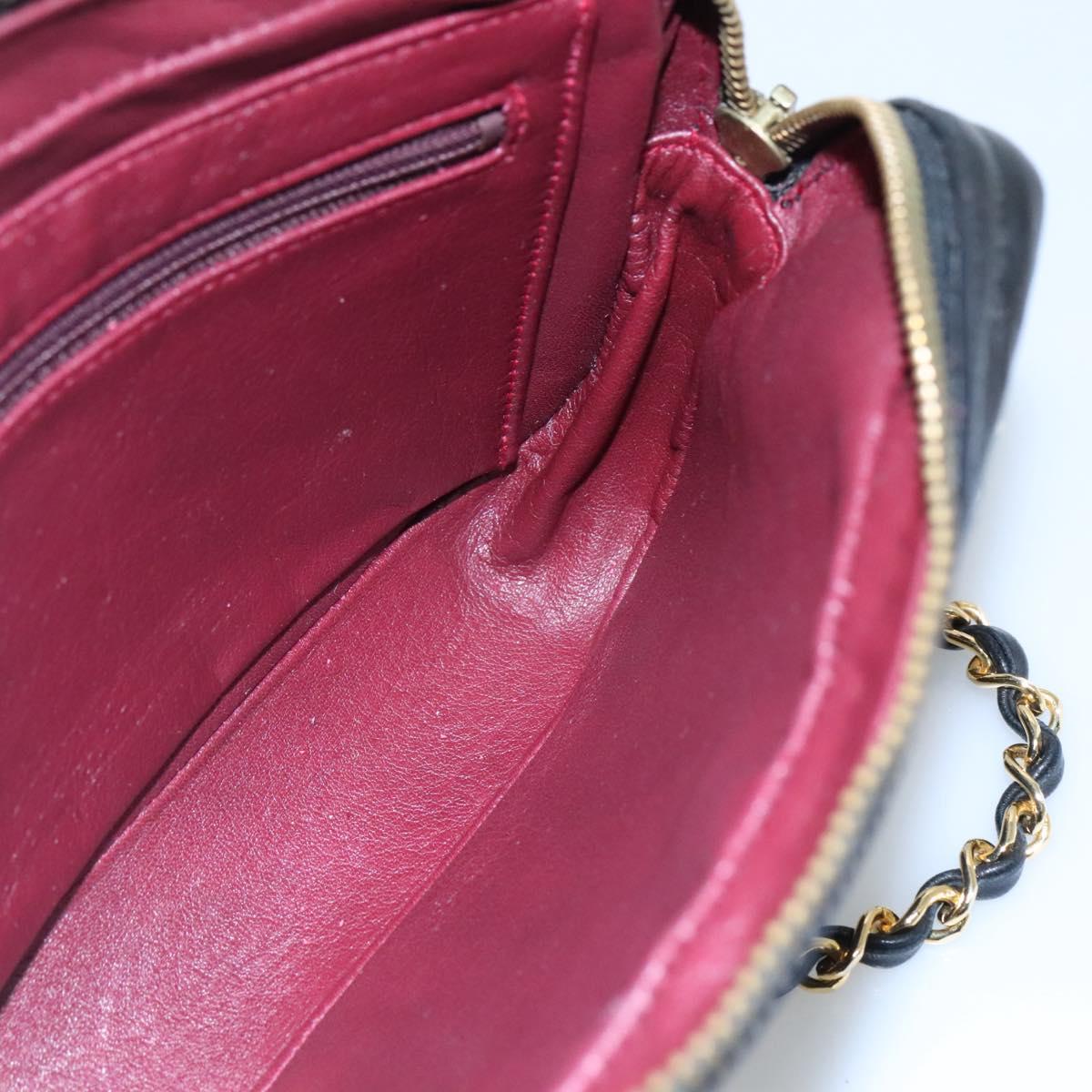 CHANEL Matelasse Chain Shoulder Bag Lamb Skin Black Gold CC bs22211