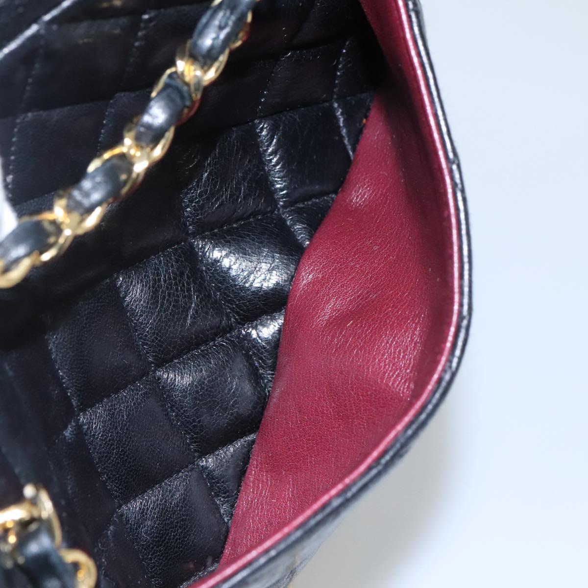 CHANEL Matelasse Chain Shoulder Bag Lamb Skin Black Gold CC bs22211