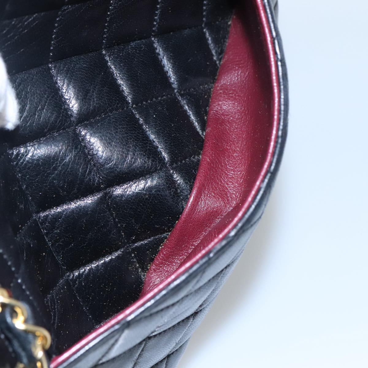 CHANEL Matelasse Chain Shoulder Bag Lamb Skin Black Gold CC bs22211