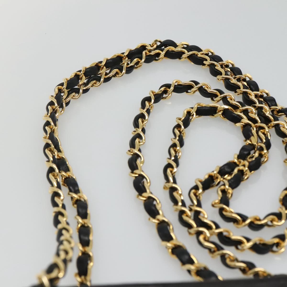 CHANEL Matelasse Chain Shoulder Bag Lamb Skin Black Gold CC bs22211