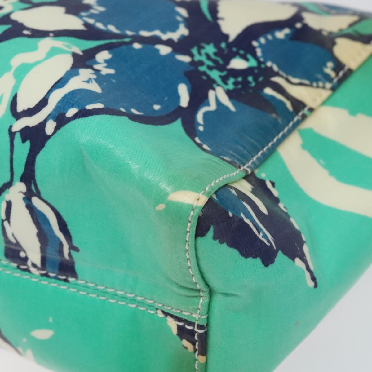 CHANEL Clutch Bag Coated Canvas Green Blue Silver CC bs22217