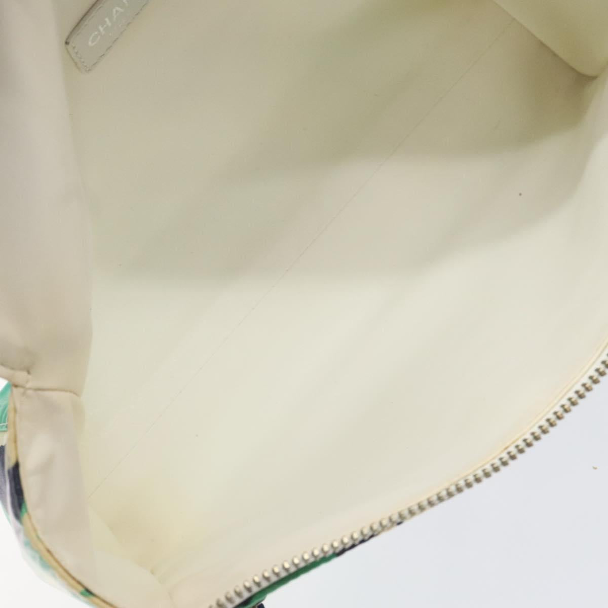 CHANEL Clutch Bag Coated Canvas Green Blue Silver CC bs22217