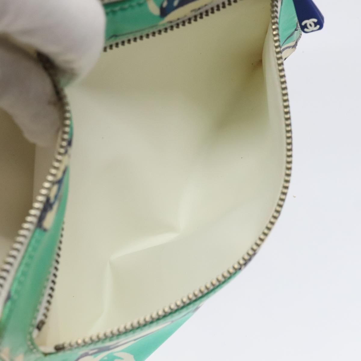 CHANEL Clutch Bag Coated Canvas Green Blue Silver CC bs22217