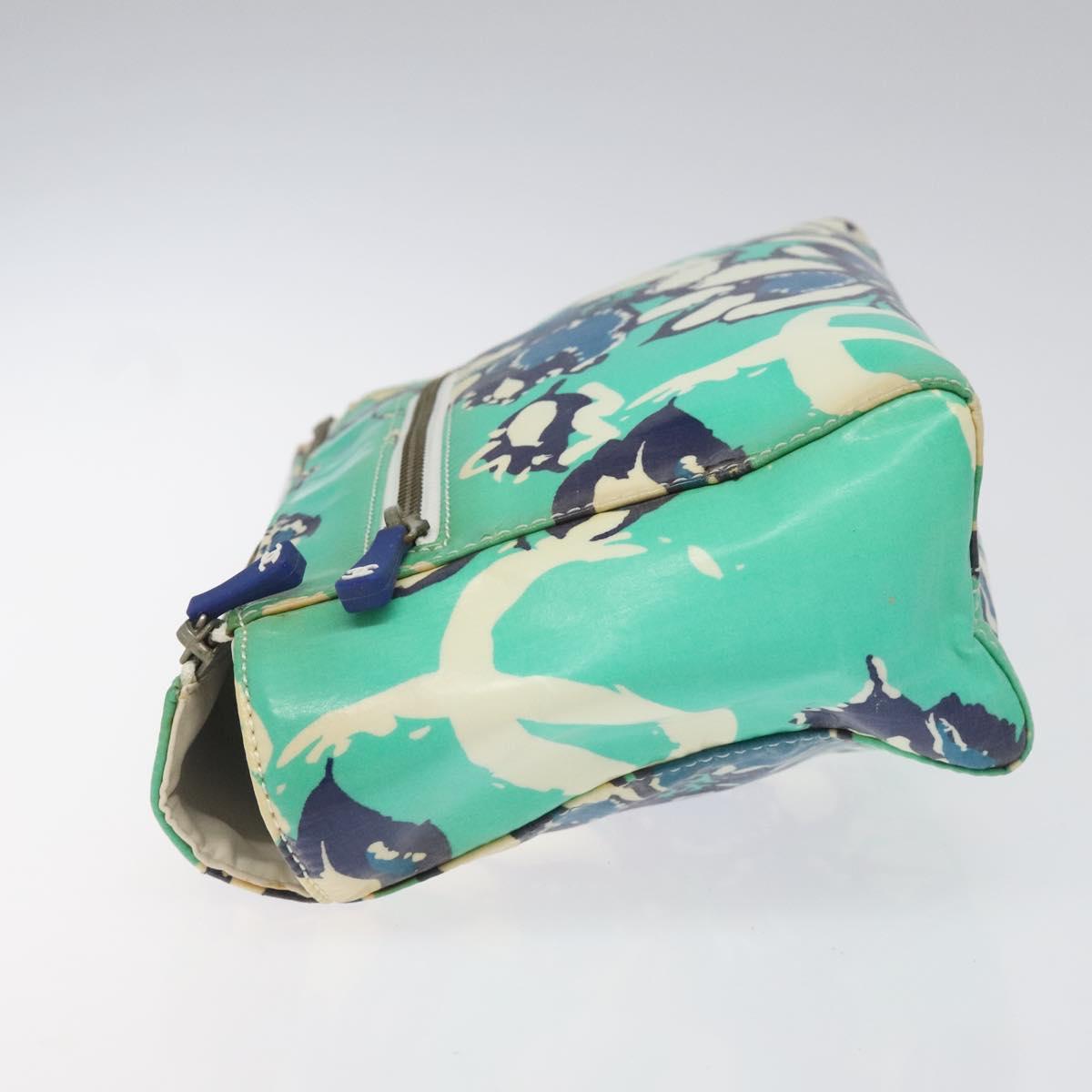 CHANEL Clutch Bag Coated Canvas Green Blue Silver CC bs22217