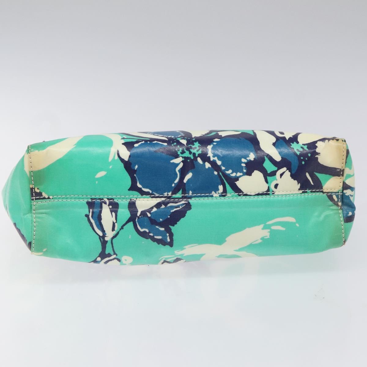 CHANEL Clutch Bag Coated Canvas Green Blue Silver CC bs22217