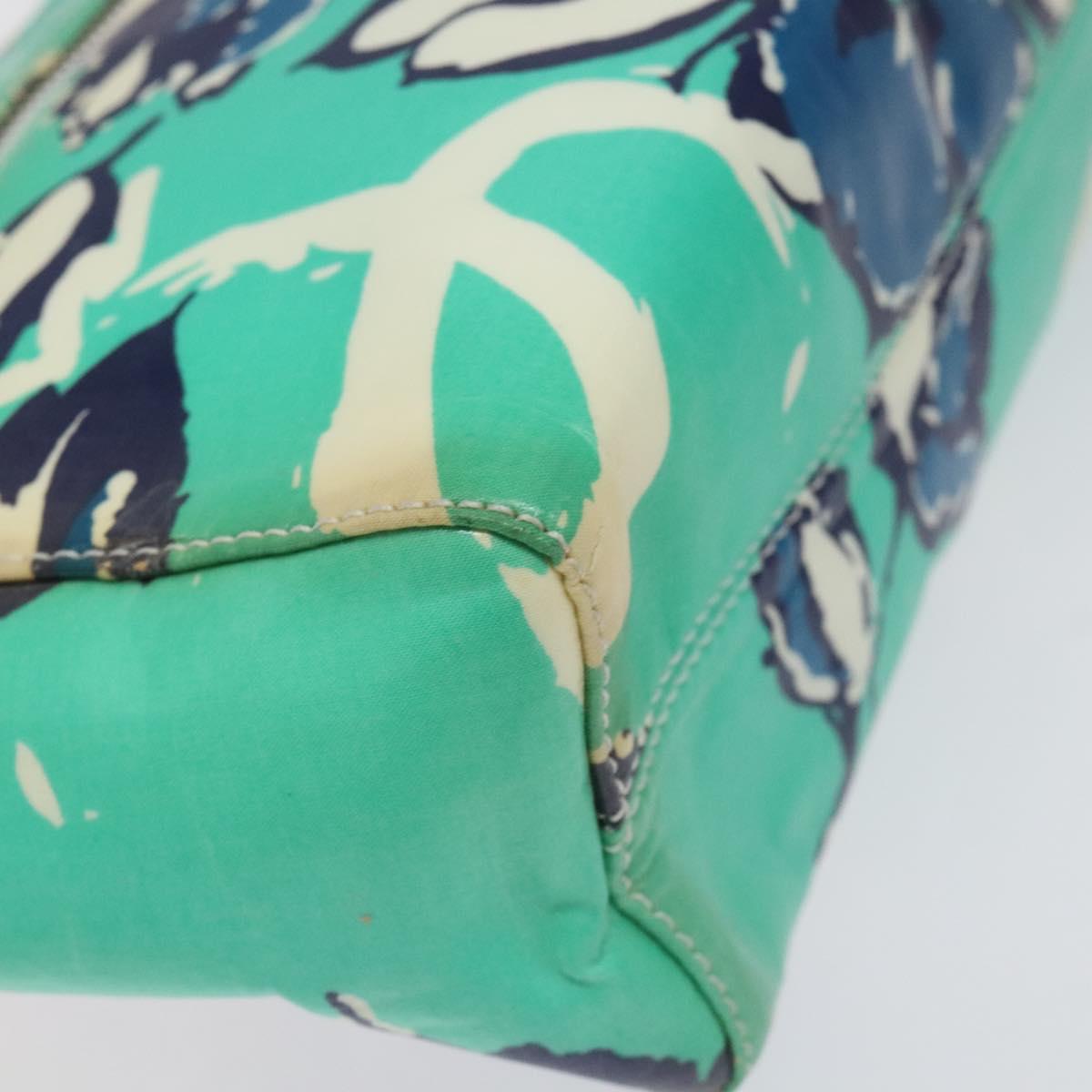 CHANEL Clutch Bag Coated Canvas Green Blue Silver CC bs22217