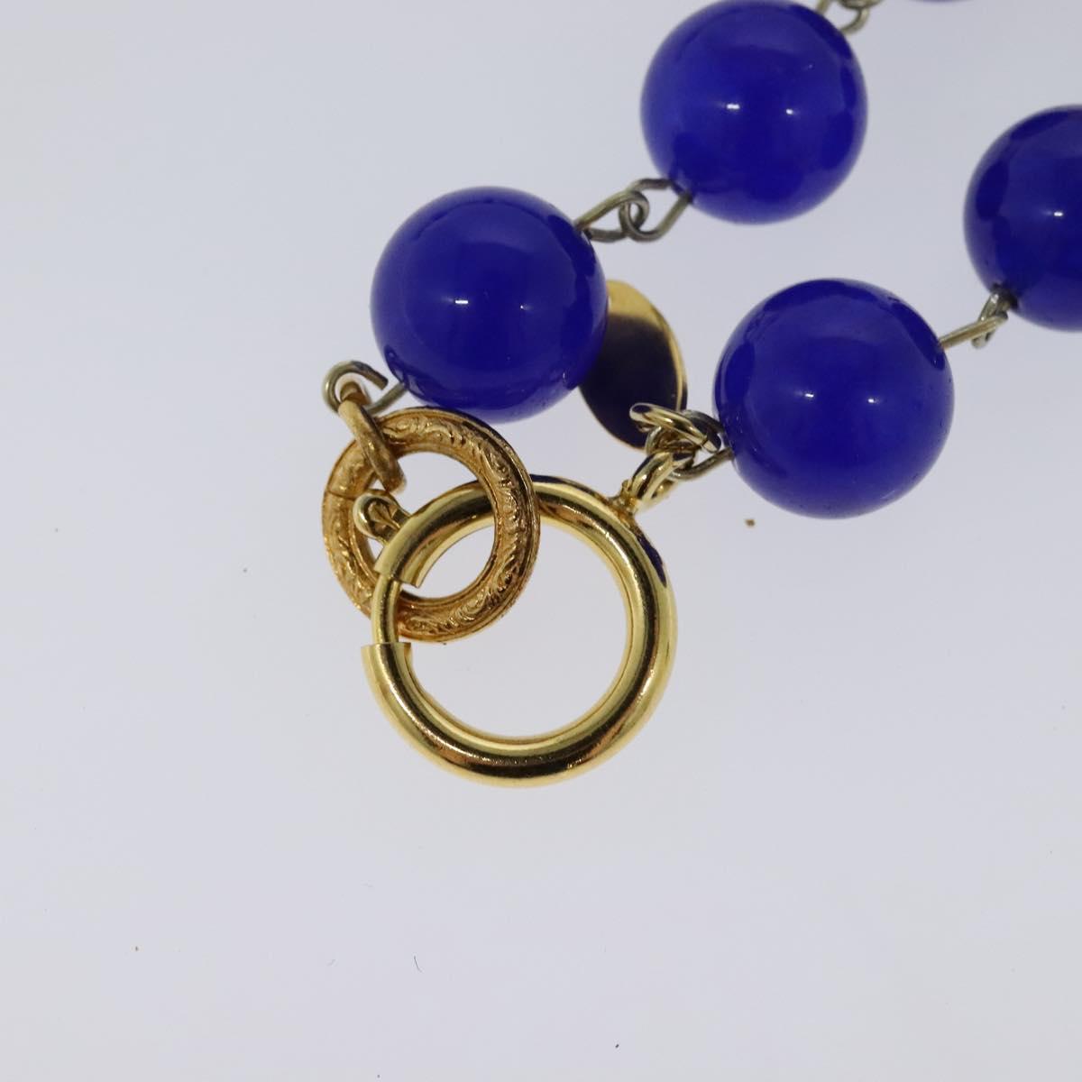 CHANEL Pendant Necklace Metal Blue Gold CC bs22252