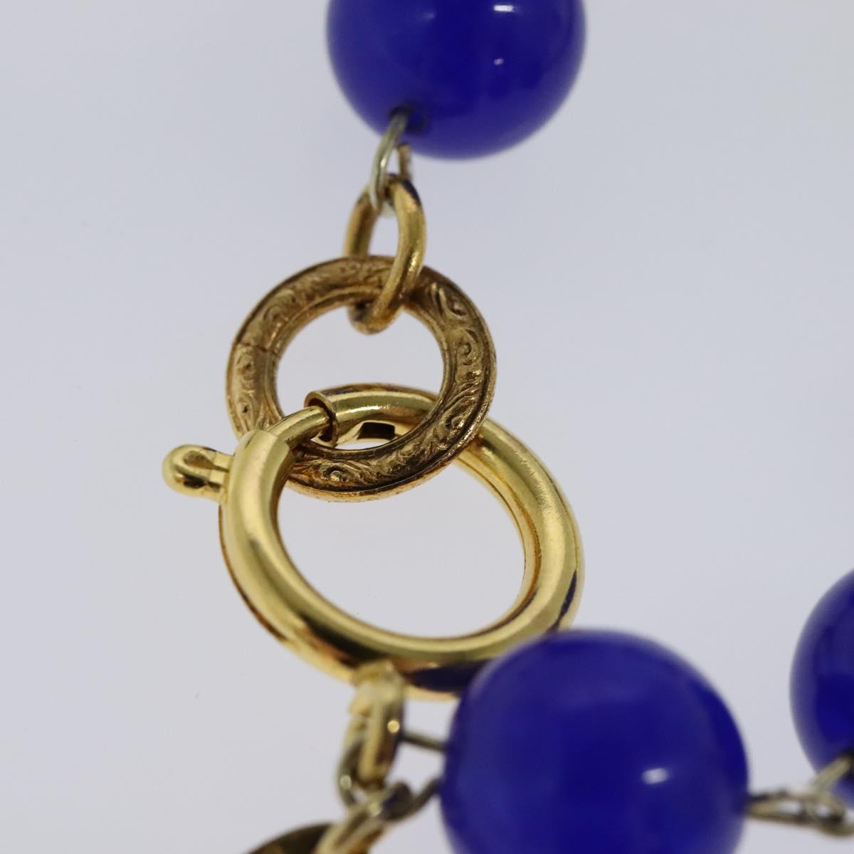 CHANEL Pendant Necklace Metal Blue Gold CC bs22252