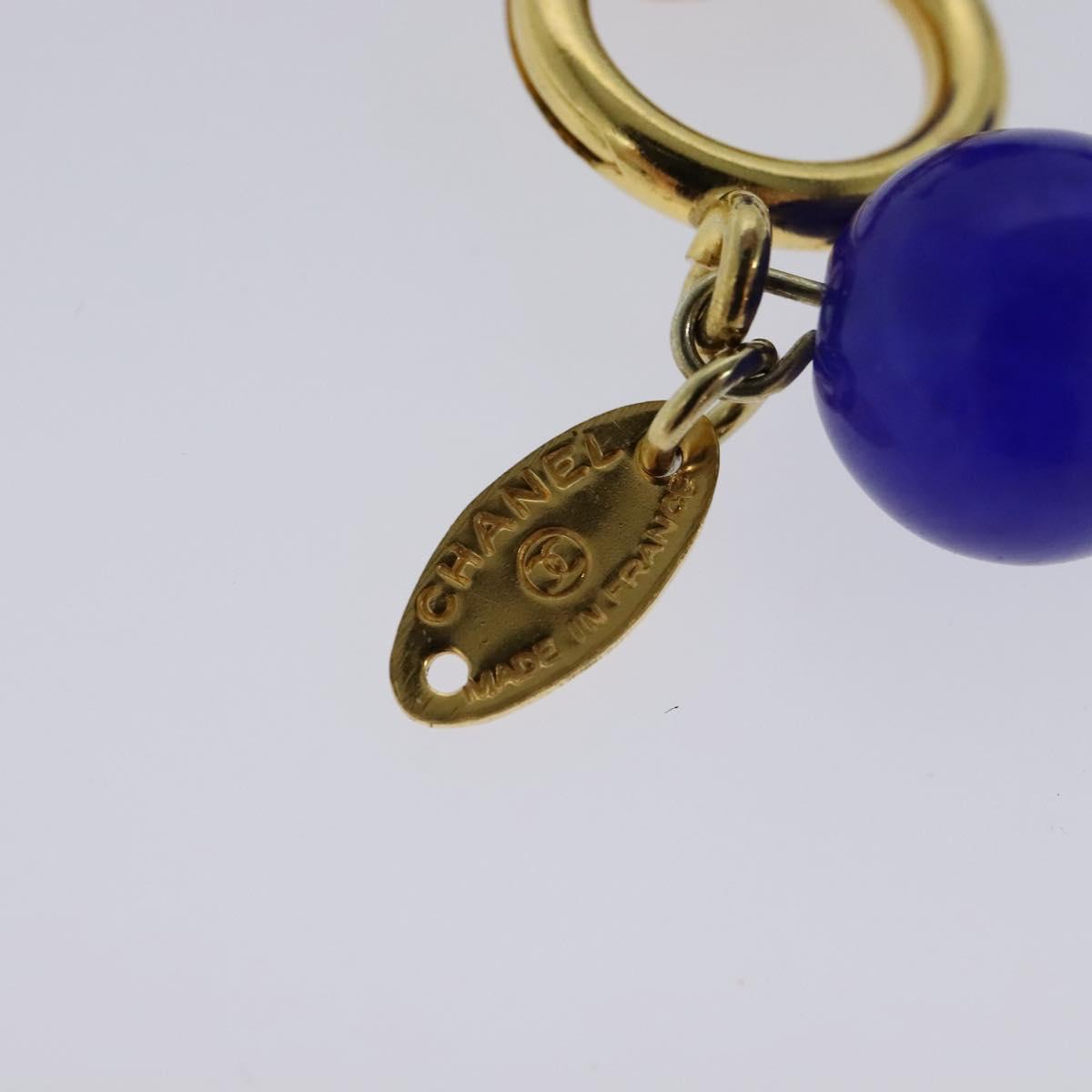CHANEL Pendant Necklace Metal Blue Gold CC bs22252