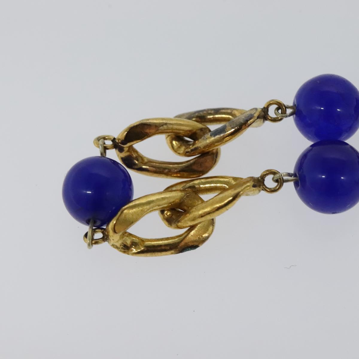 CHANEL Pendant Necklace Metal Blue Gold CC bs22252
