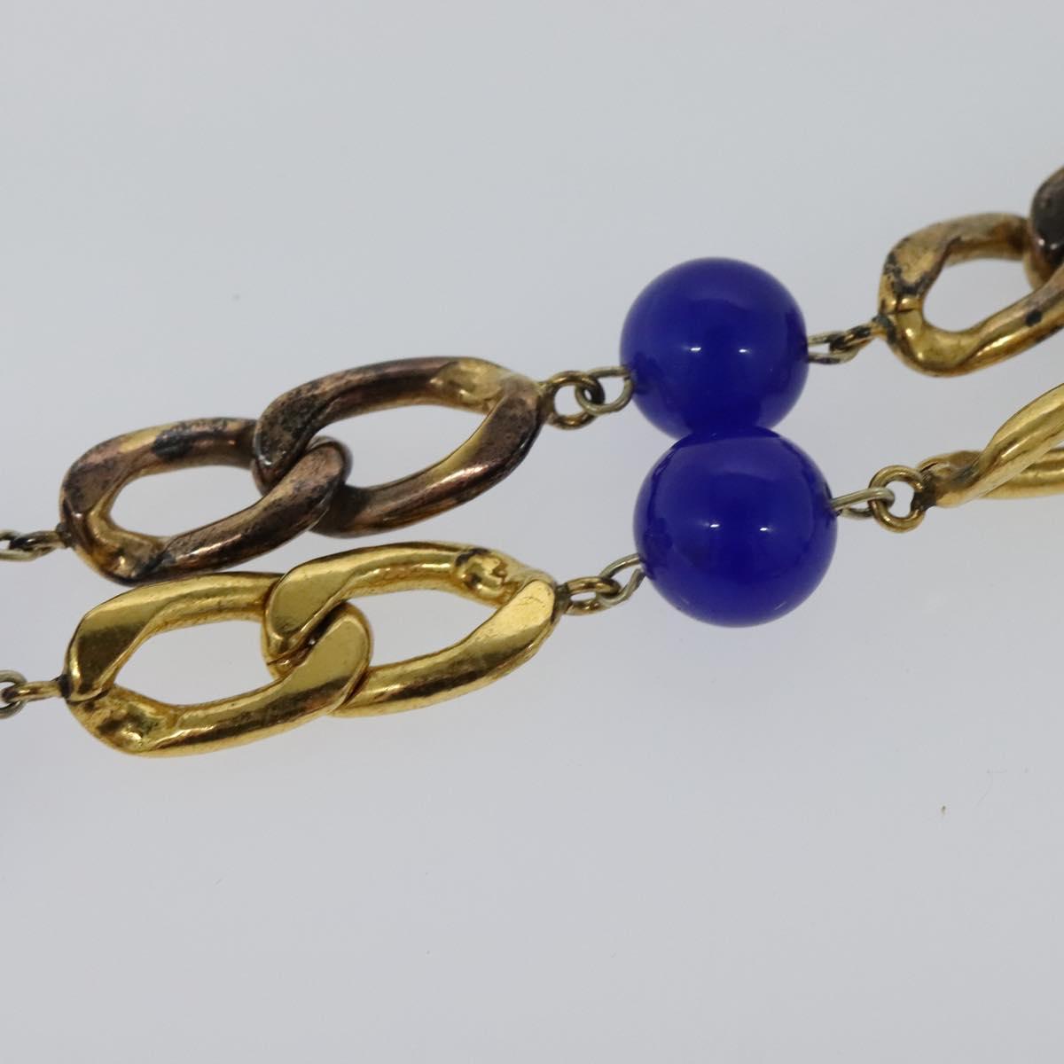 CHANEL Pendant Necklace Metal Blue Gold CC bs22252