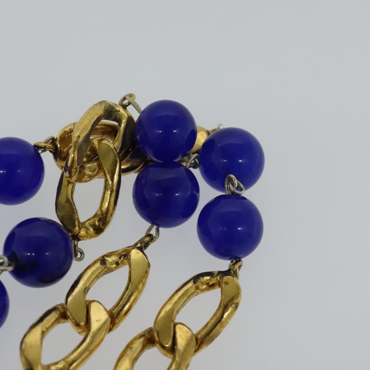 CHANEL Pendant Necklace Metal Blue Gold CC bs22252