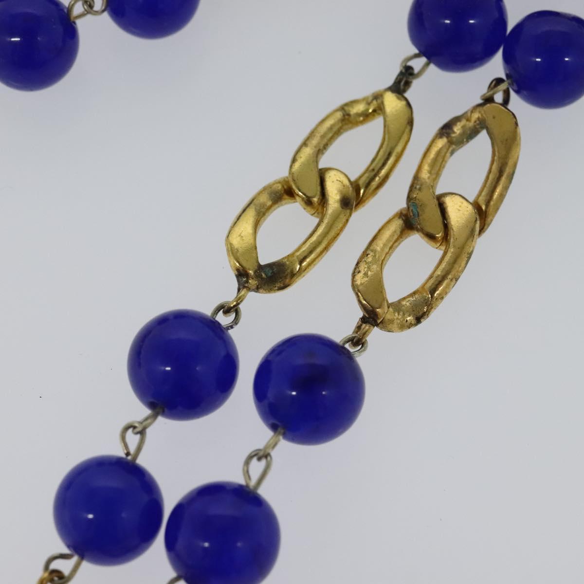 CHANEL Pendant Necklace Metal Blue Gold CC bs22252