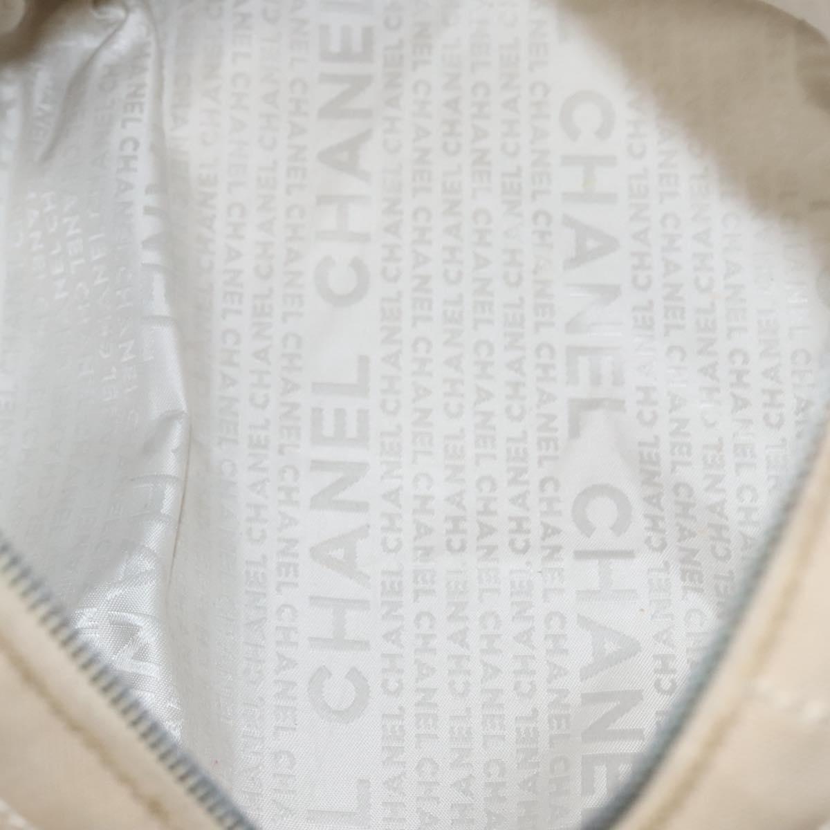 CHANEL Choco Bar Hand Bag Canvas Beige Silver CC bs22254