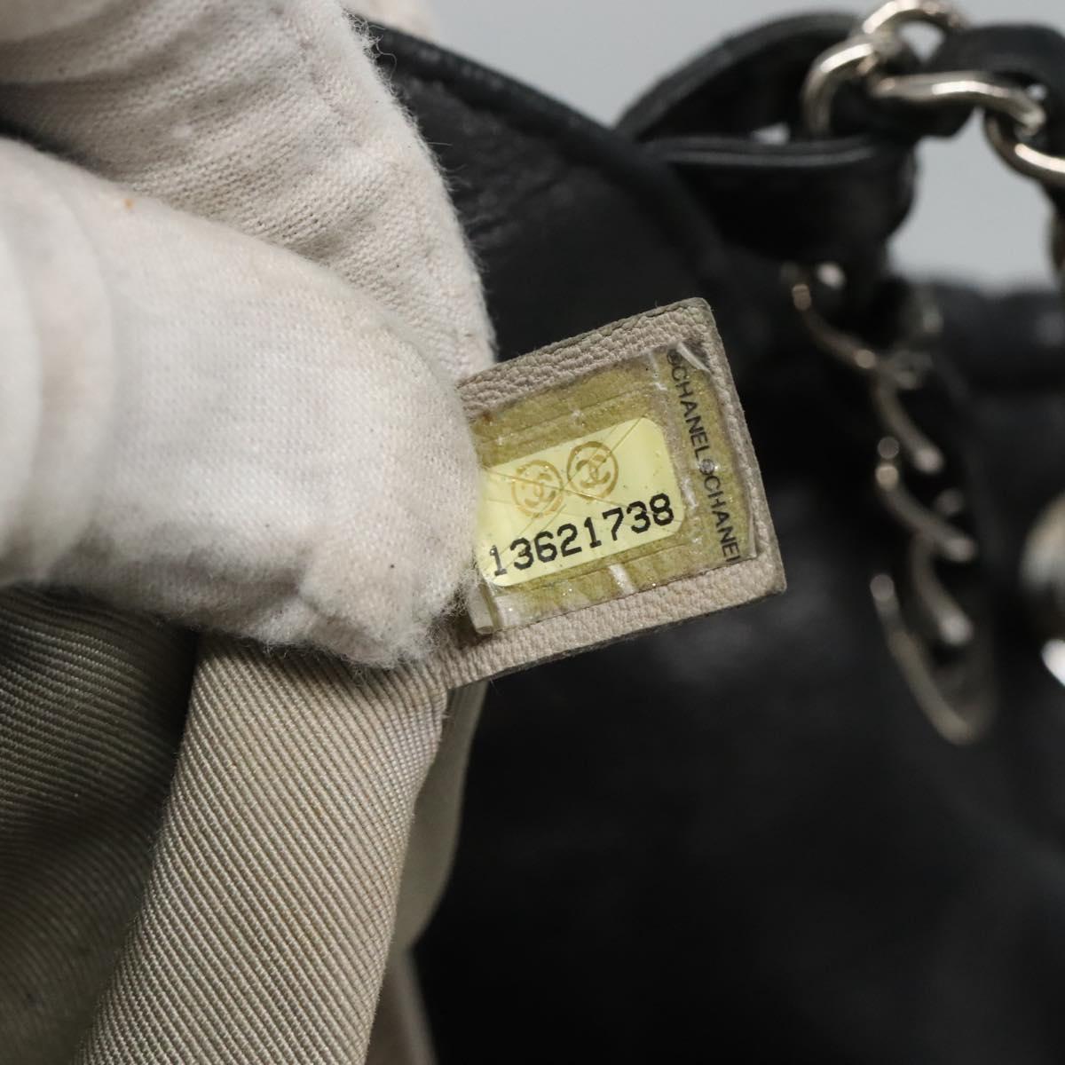 CHANEL COCO Mark Chain Hand Bag Leather Black Gold CC bs22259