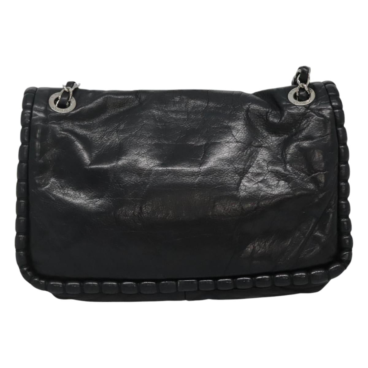 CHANEL COCO Mark Chain Hand Bag Leather Black Gold CC bs22259
