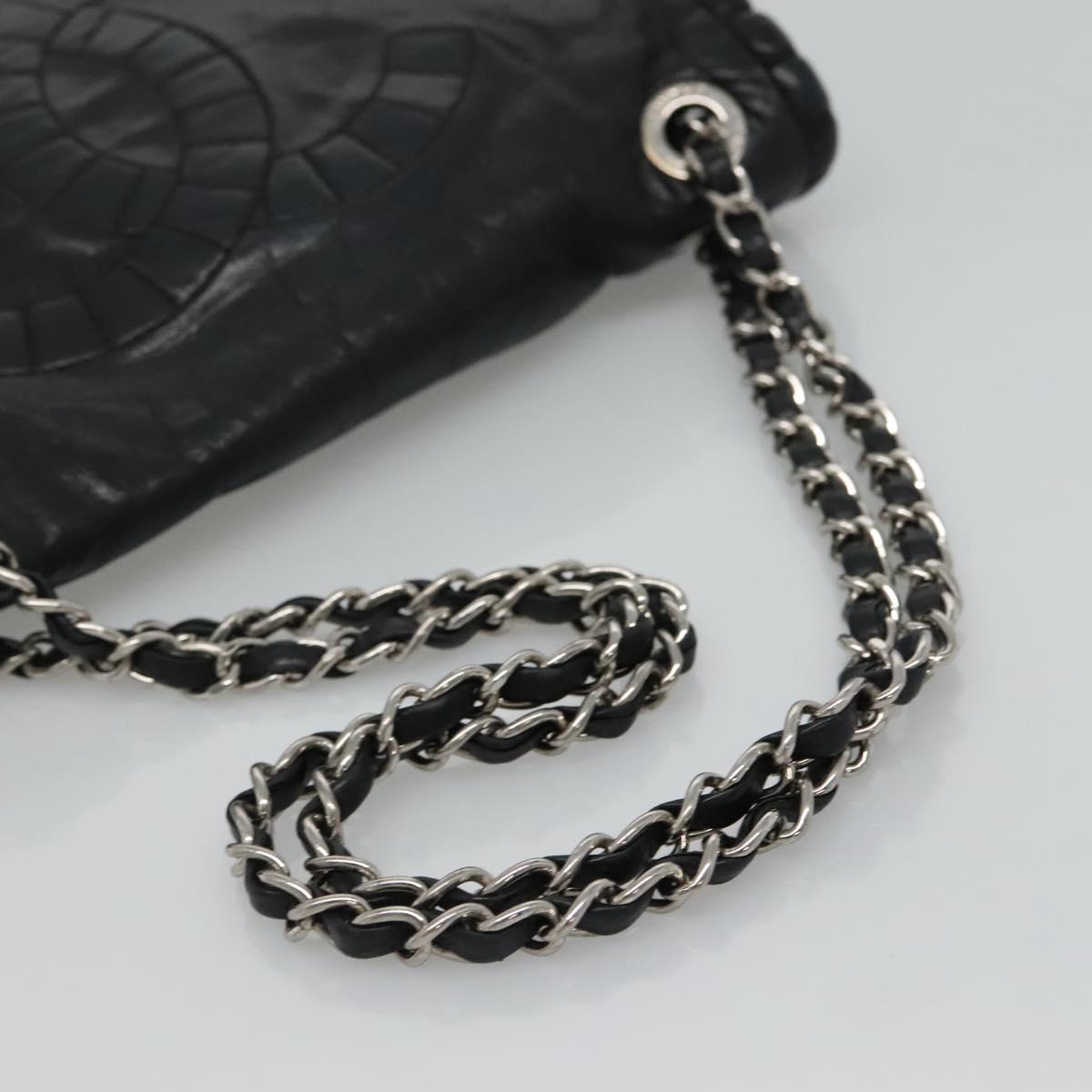 CHANEL COCO Mark Chain Hand Bag Leather Black Gold CC bs22259