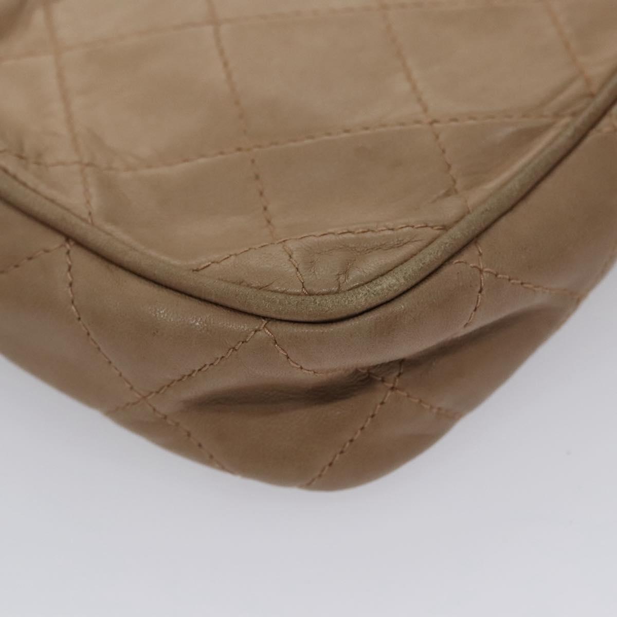 CHANEL Matelasse Pouch Lamb Skin Beige Gold CC bs22262