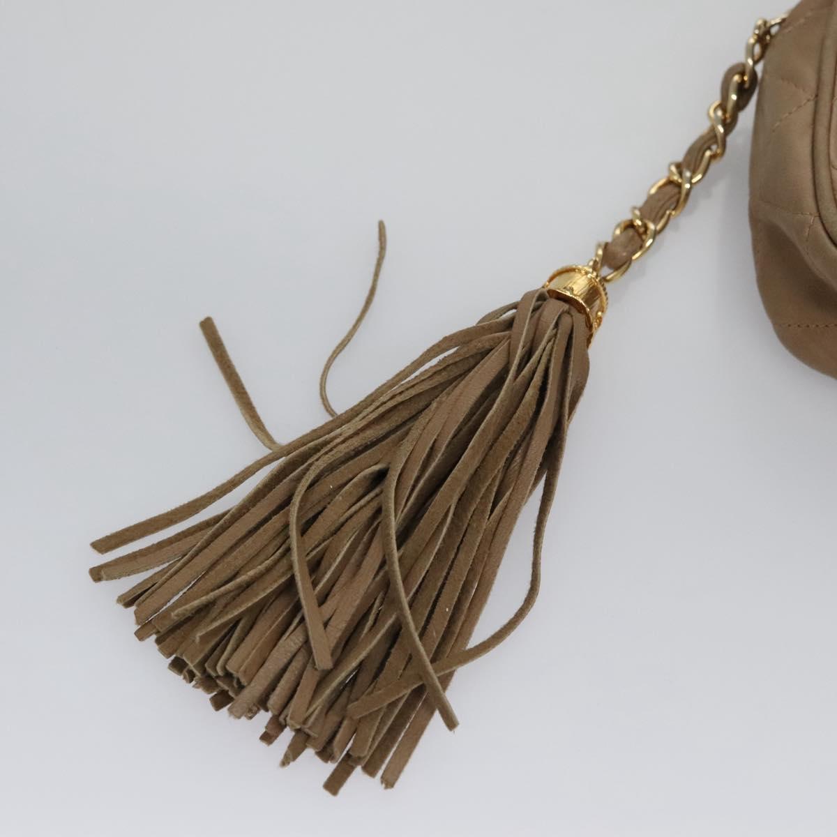 CHANEL Matelasse Pouch Lamb Skin Beige Gold CC bs22262