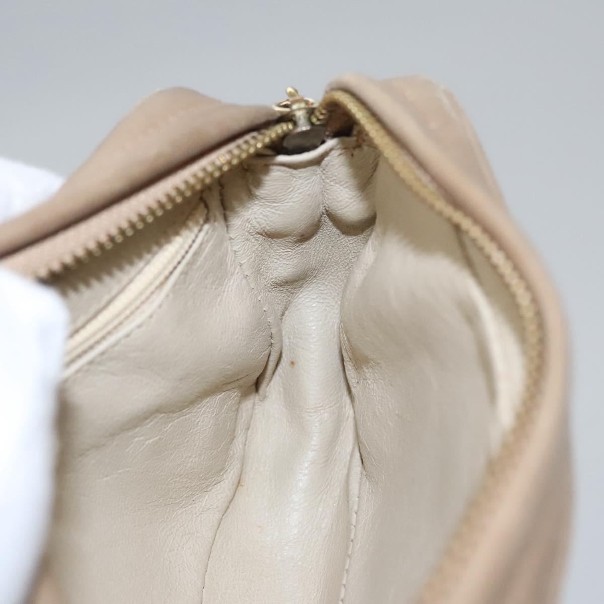 CHANEL Matelasse Pouch Lamb Skin Beige Gold CC bs22262