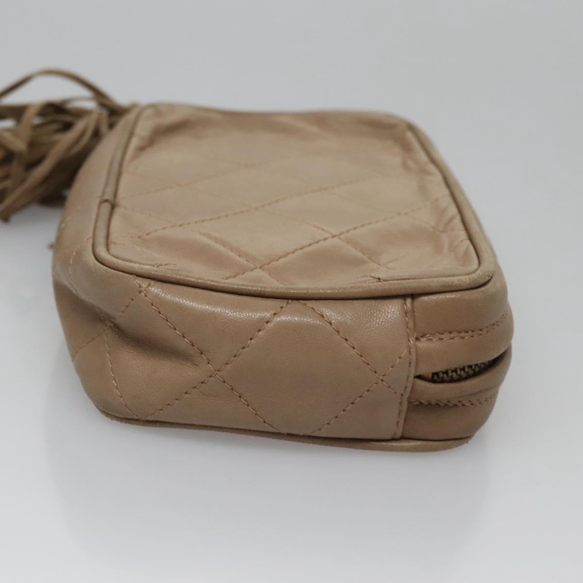 CHANEL Matelasse Pouch Lamb Skin Beige Gold CC bs22262
