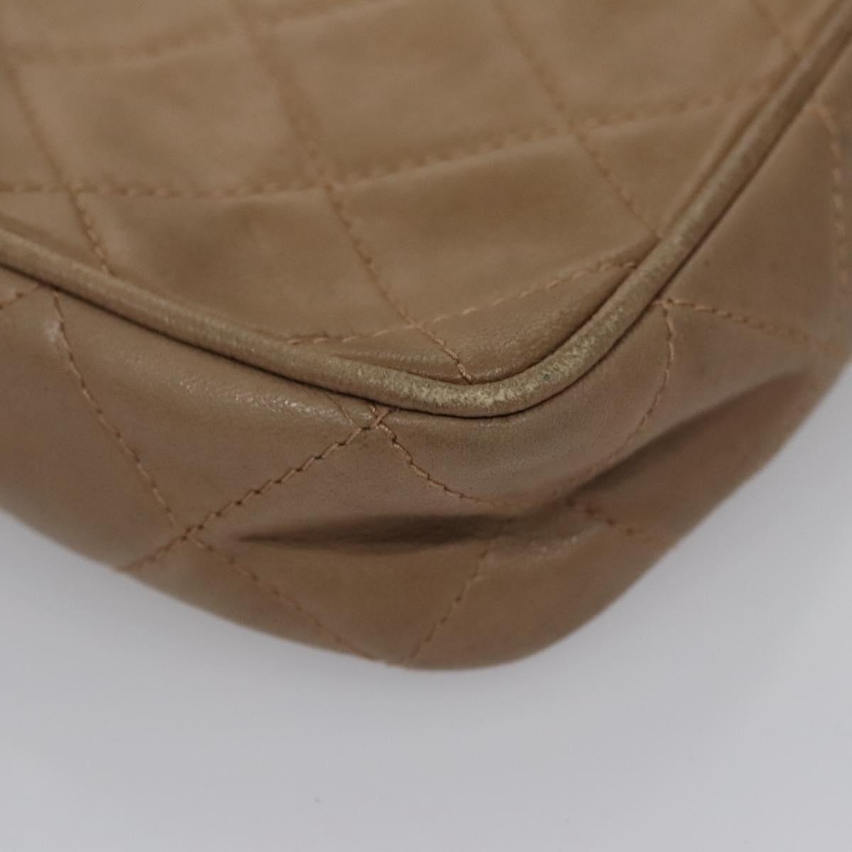 CHANEL Matelasse Pouch Lamb Skin Beige Gold CC bs22262