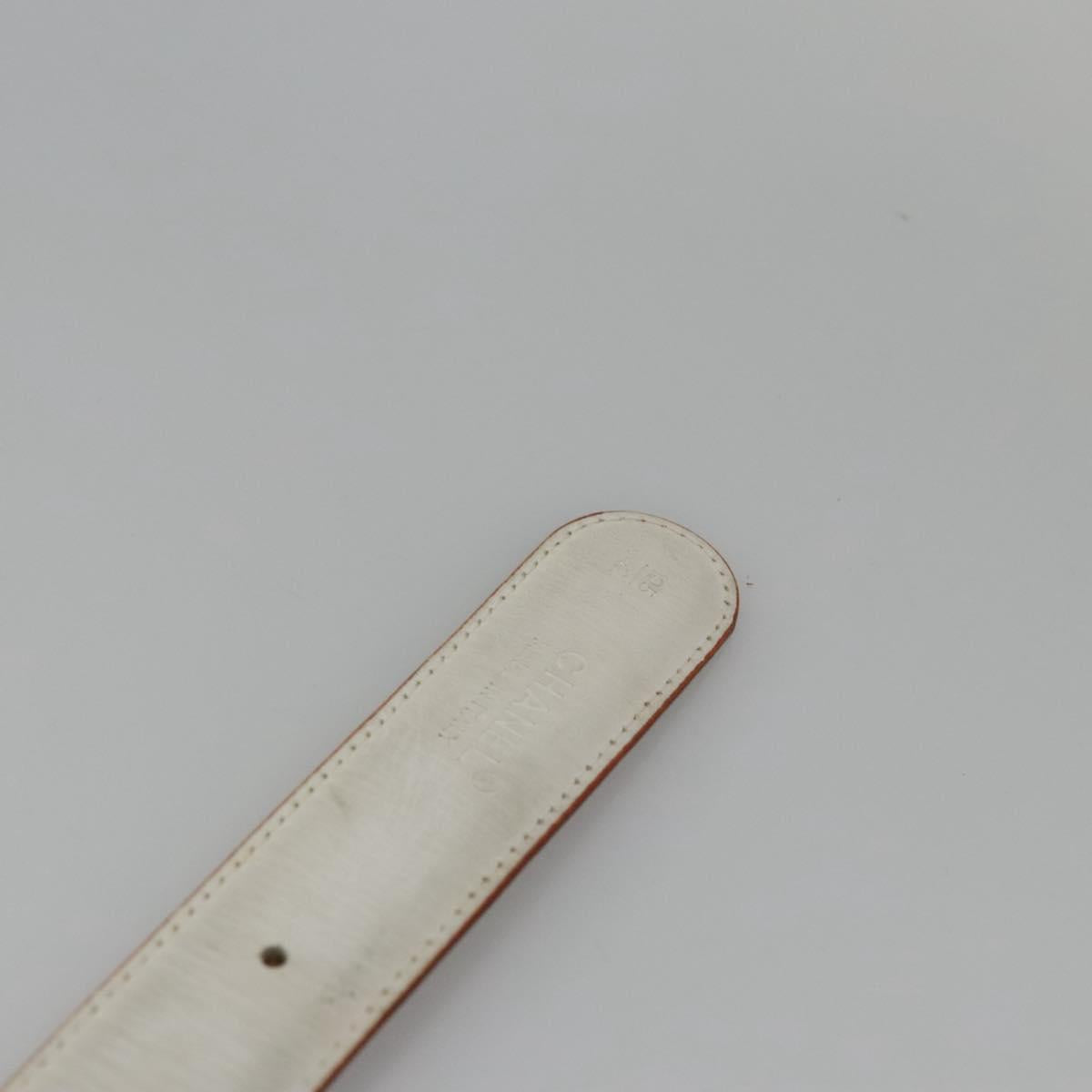 CHANEL Belt Leather 40.9"" Gold White CC bs22410