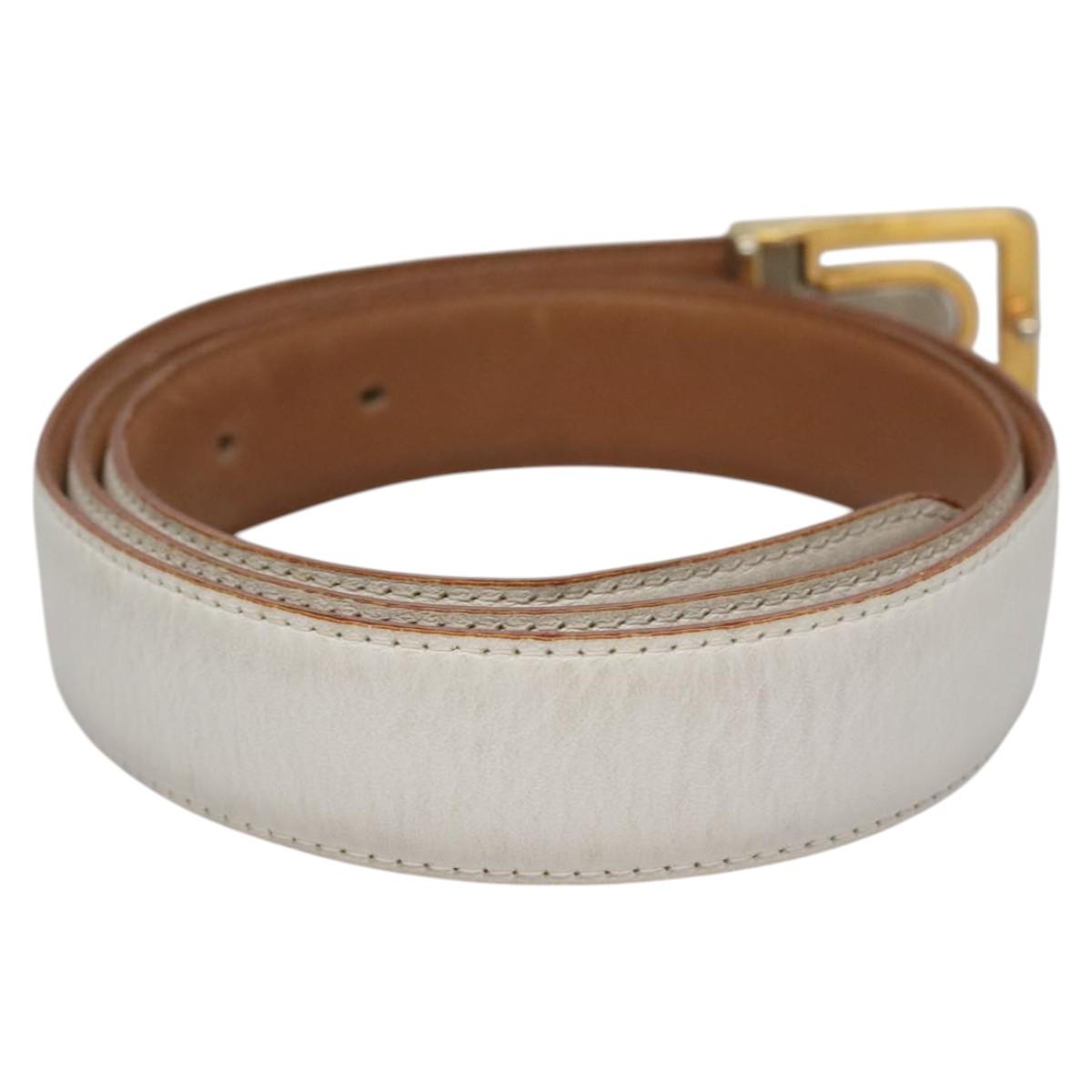 CHANEL Belt Leather 40.9"" Gold White CC bs22410