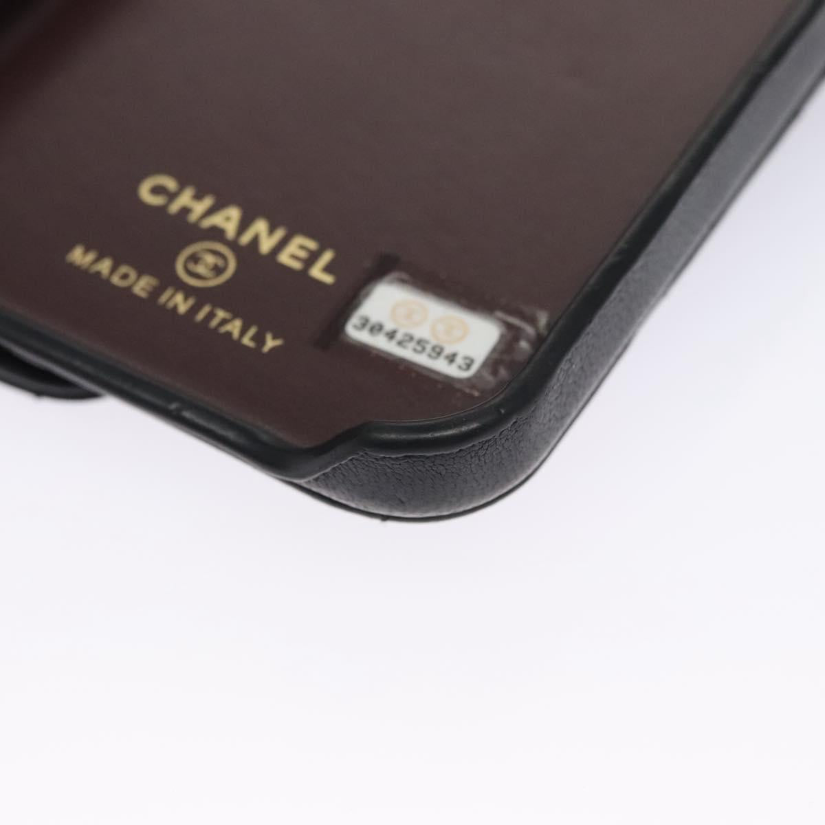 CHANEL Chain Phone Case Lamb Skin Black Gold CC bs22420