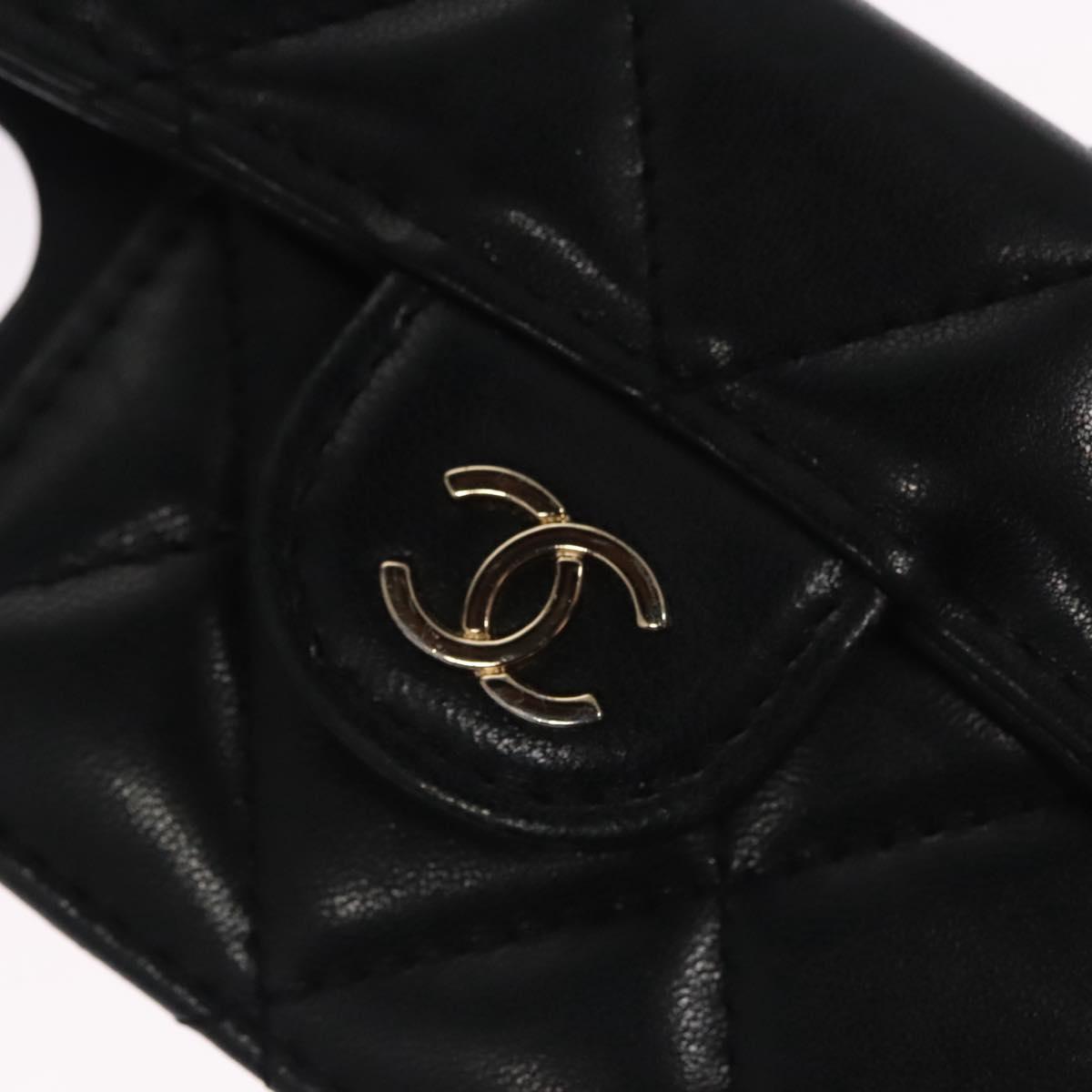 CHANEL Chain Phone Case Lamb Skin Black Gold CC bs22420