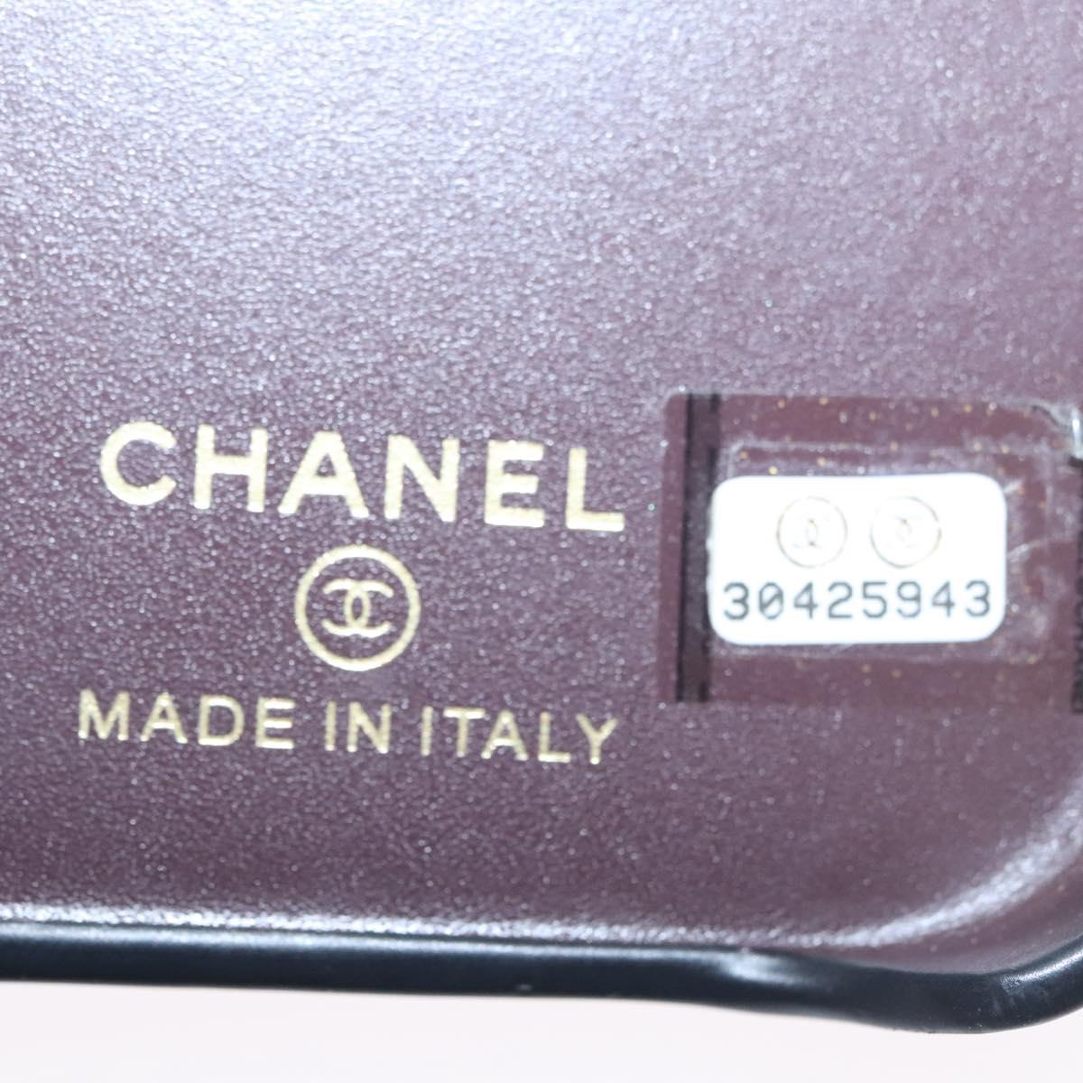 CHANEL Chain Phone Case Lamb Skin Black Gold CC bs22420