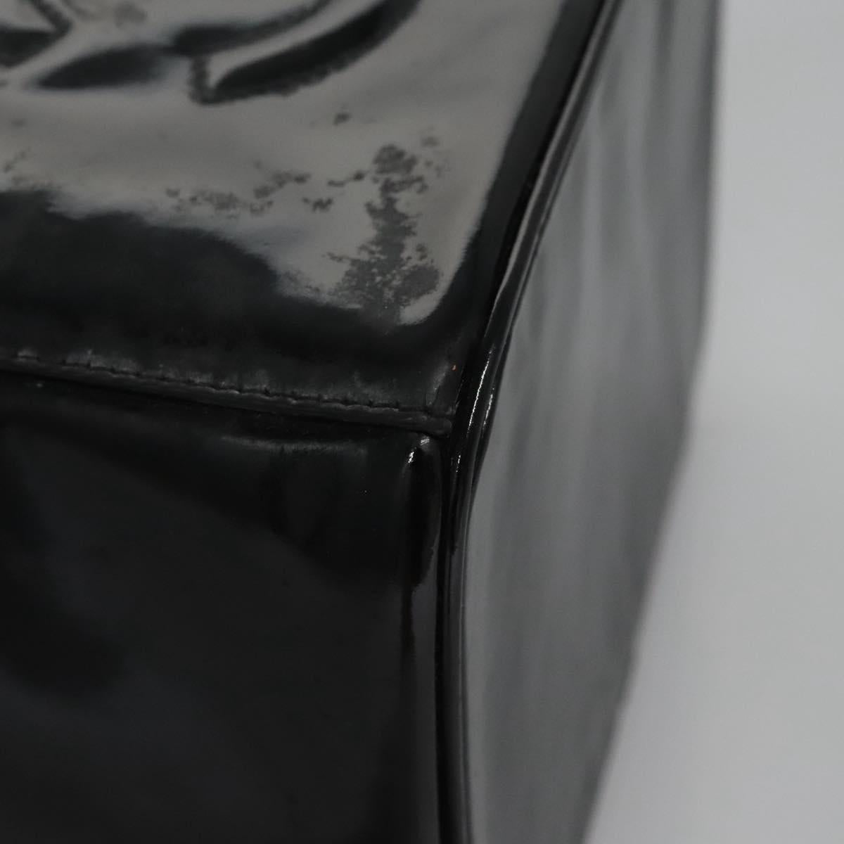 CHANEL Vanity Hand Bag Patent leather Black CC bs22424
