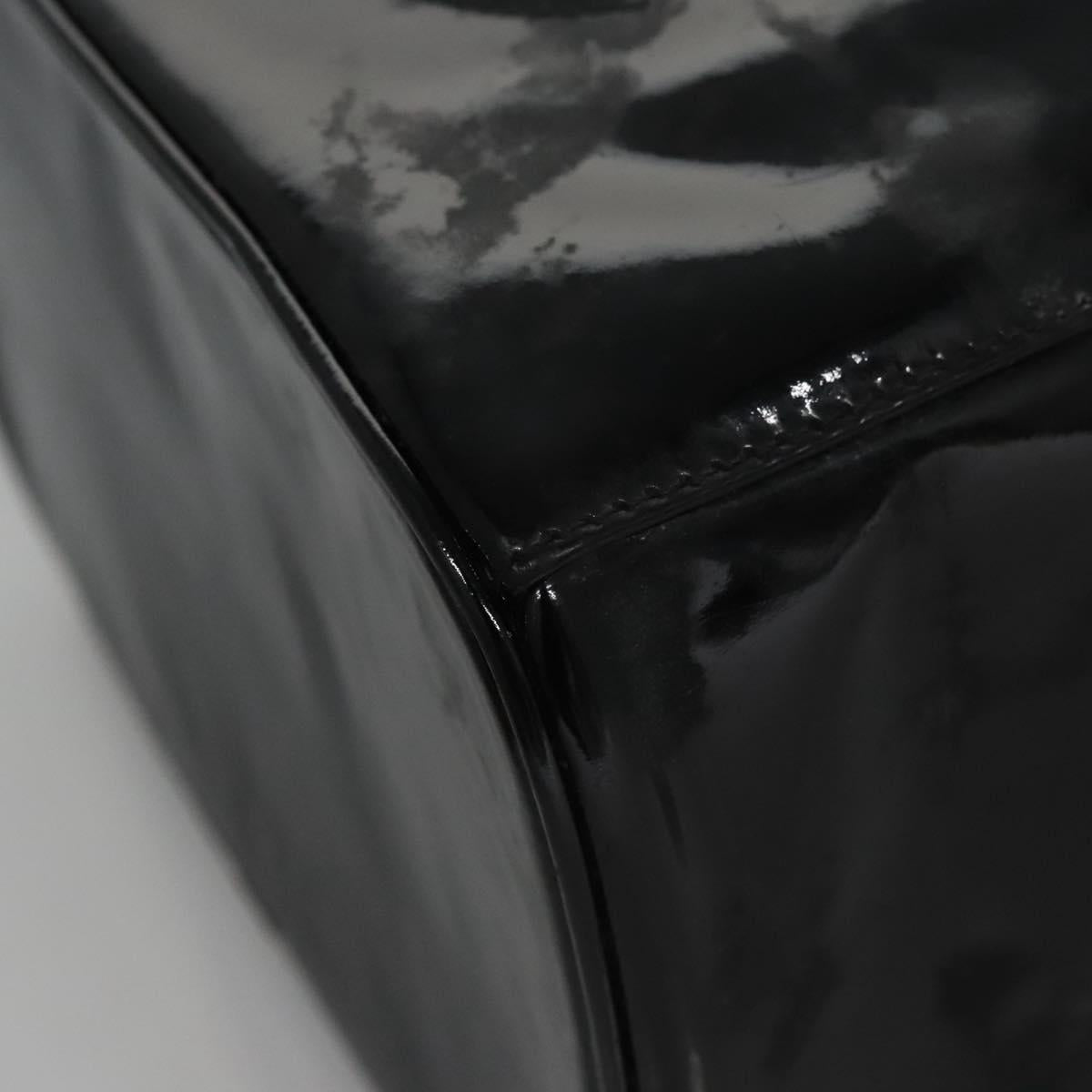 CHANEL Vanity Hand Bag Patent leather Black CC bs22424
