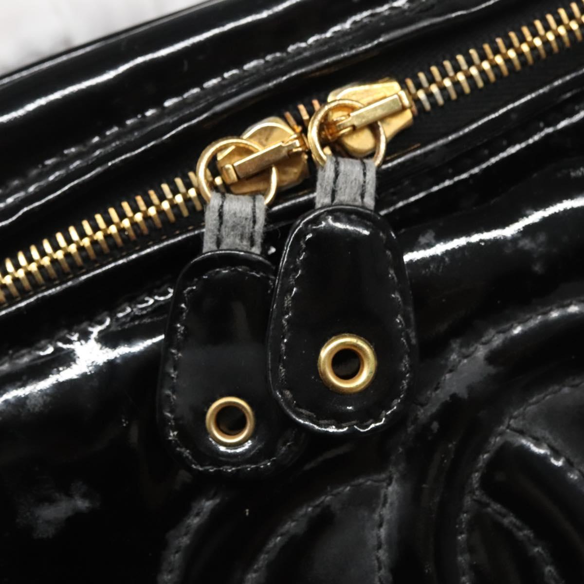 CHANEL Vanity Hand Bag Patent leather Black CC bs22424
