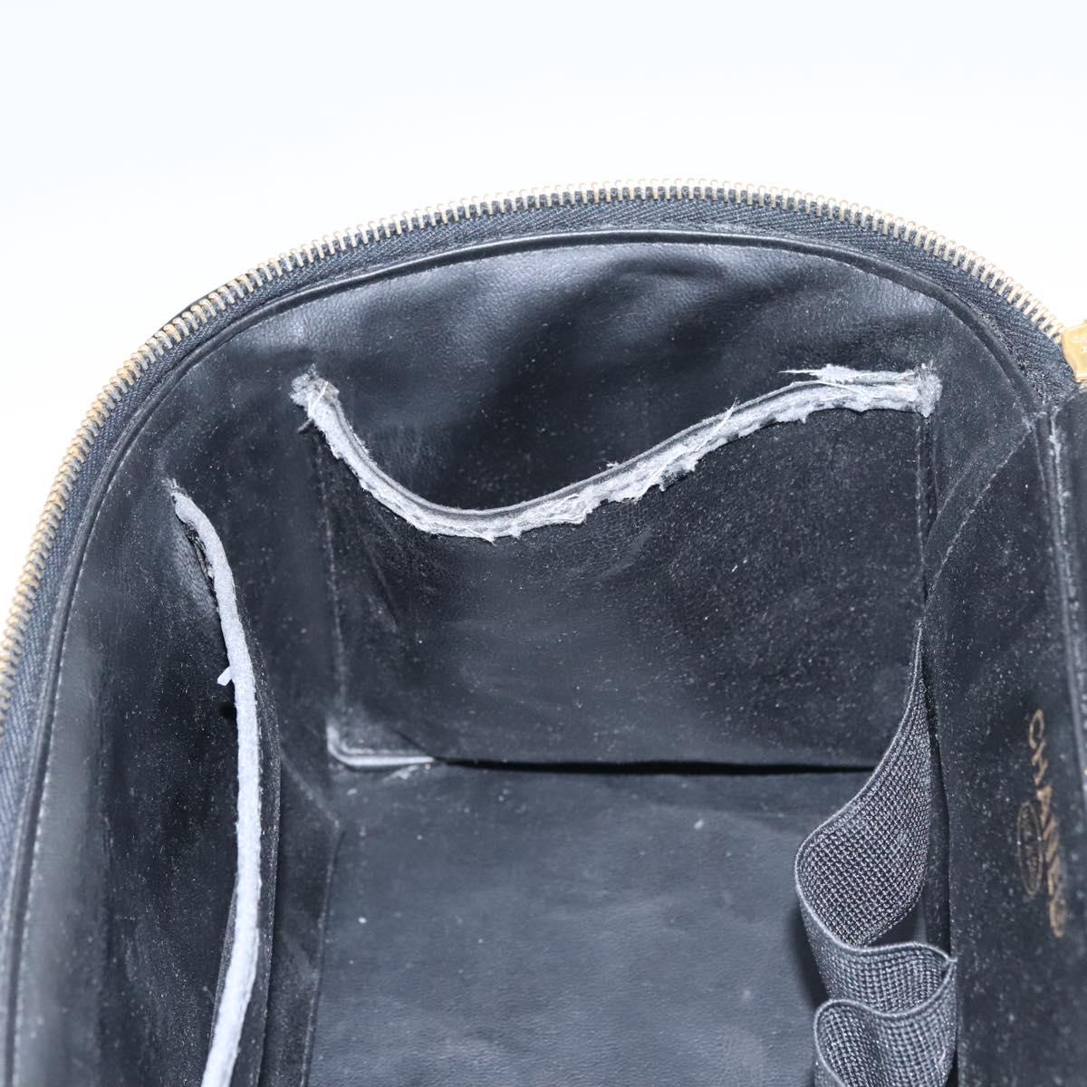 CHANEL Vanity Hand Bag Patent leather Black CC bs22424