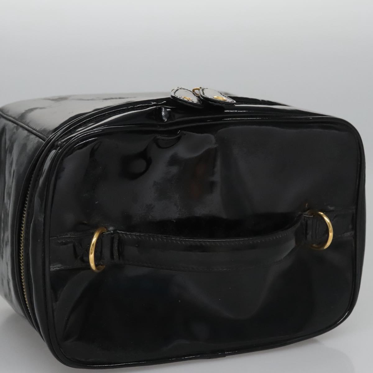 CHANEL Vanity Hand Bag Patent leather Black CC bs22424