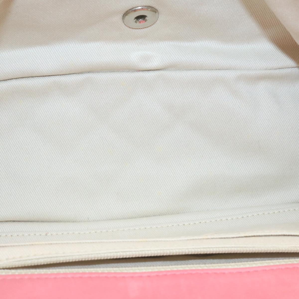 CHANEL Chain Flap Shoulder Bag Turn Lock Canvas Pink CC bs334A