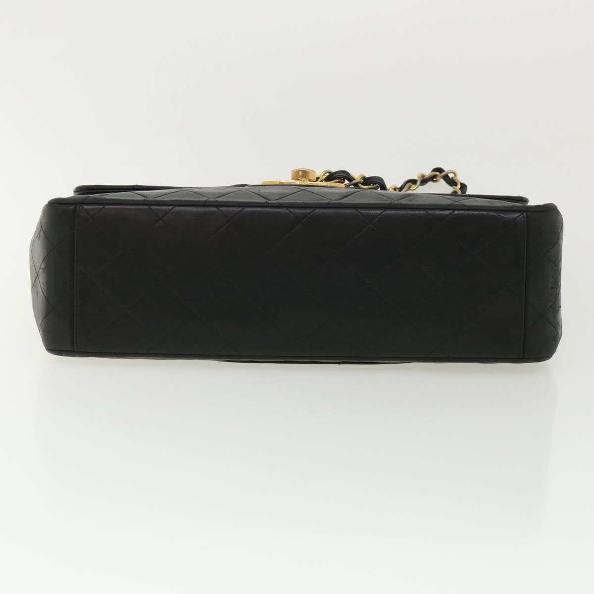 CHANEL Big Matelasse Double Chain Shoulder Bag Lamb Skin Black CC bs3702