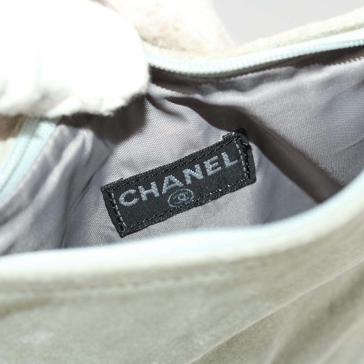 CHANEL Wall Hanging Pouch Suede Gray CC bs5681