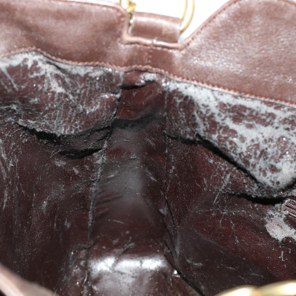 GUCCI Bamboo Hand Bag Leather 2way Brown 0011577 bs5919