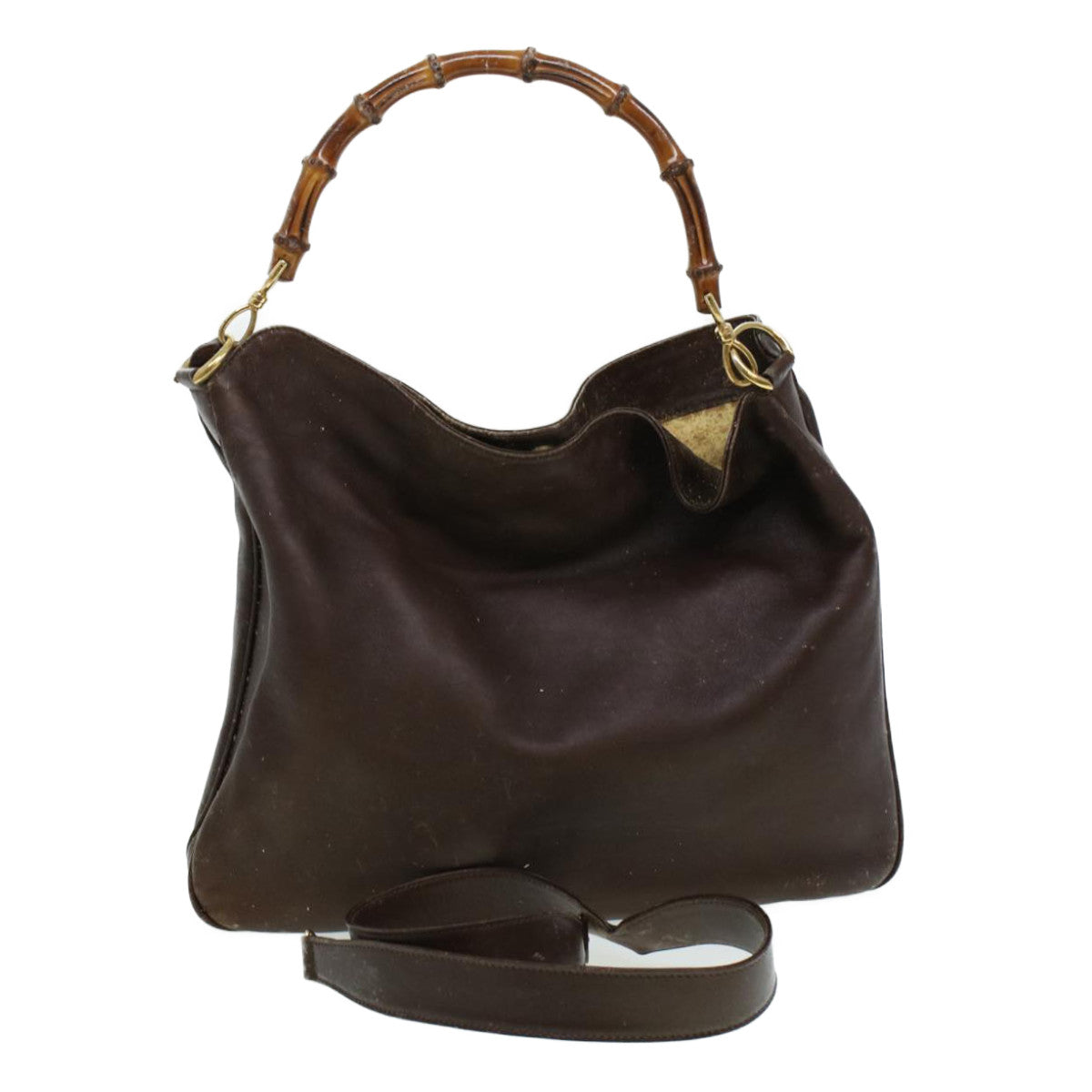GUCCI Bamboo Shoulder Bag Leather 2way Brown bs6148