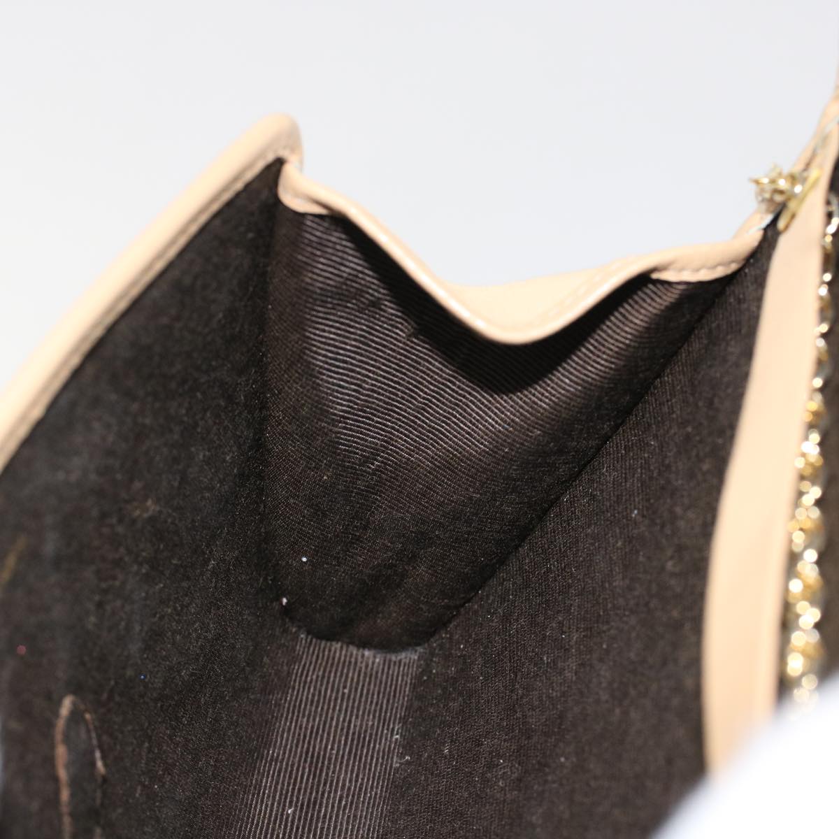 CHANEL Chain Shoulder Bag Lamb Skin Beige CC bs7081