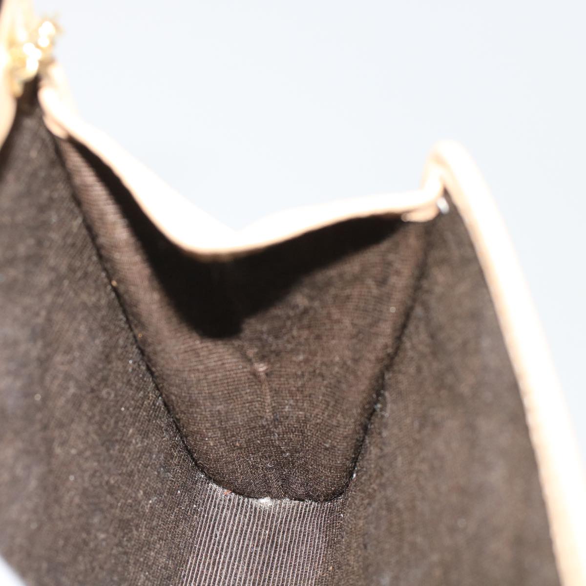 CHANEL Chain Shoulder Bag Lamb Skin Beige CC bs7081