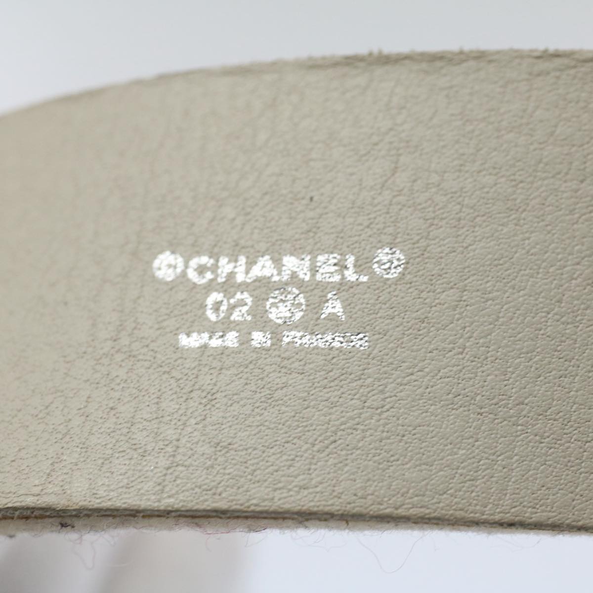 CHANEL Pearl Belt Wool 80/32 37.4"""""""" White CC bs9177