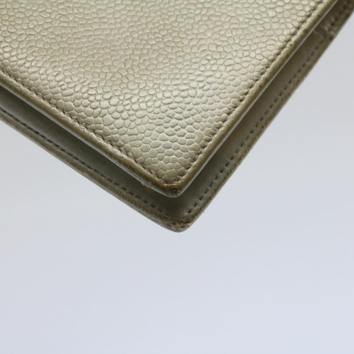 CHANEL Wallet Caviar Skin Silver CC bs9534