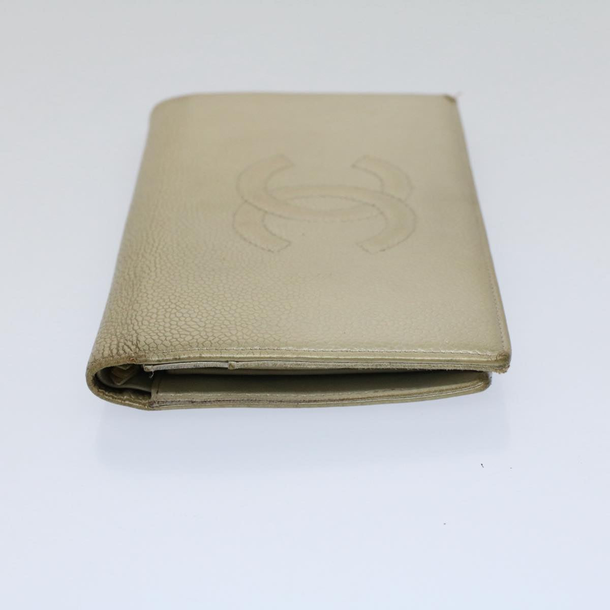 CHANEL Wallet Caviar Skin Silver CC bs9534