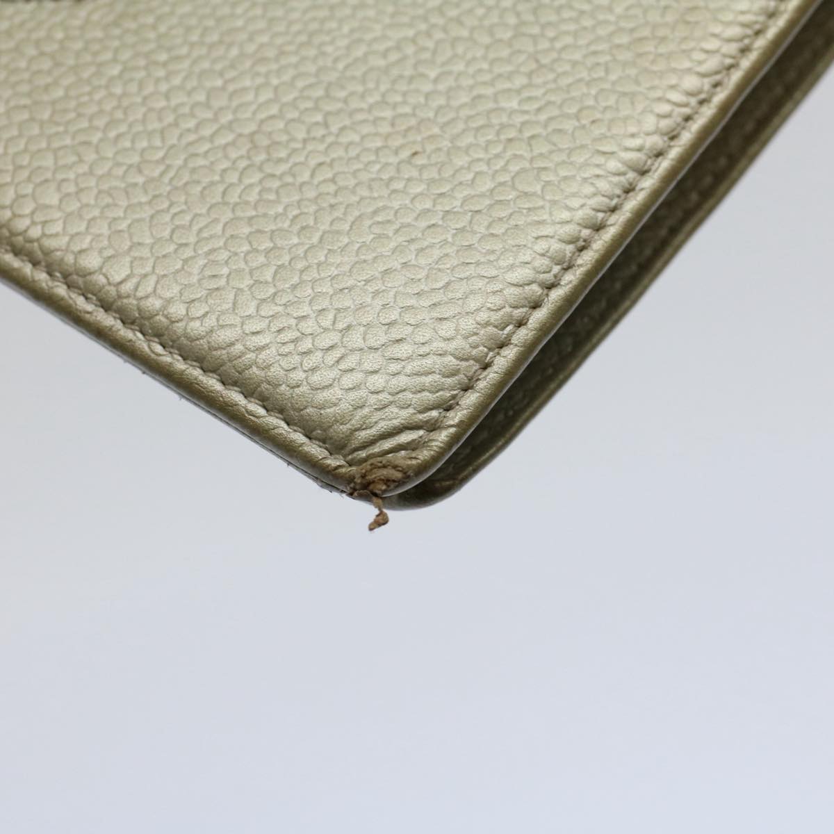 CHANEL Wallet Caviar Skin Silver CC bs9534