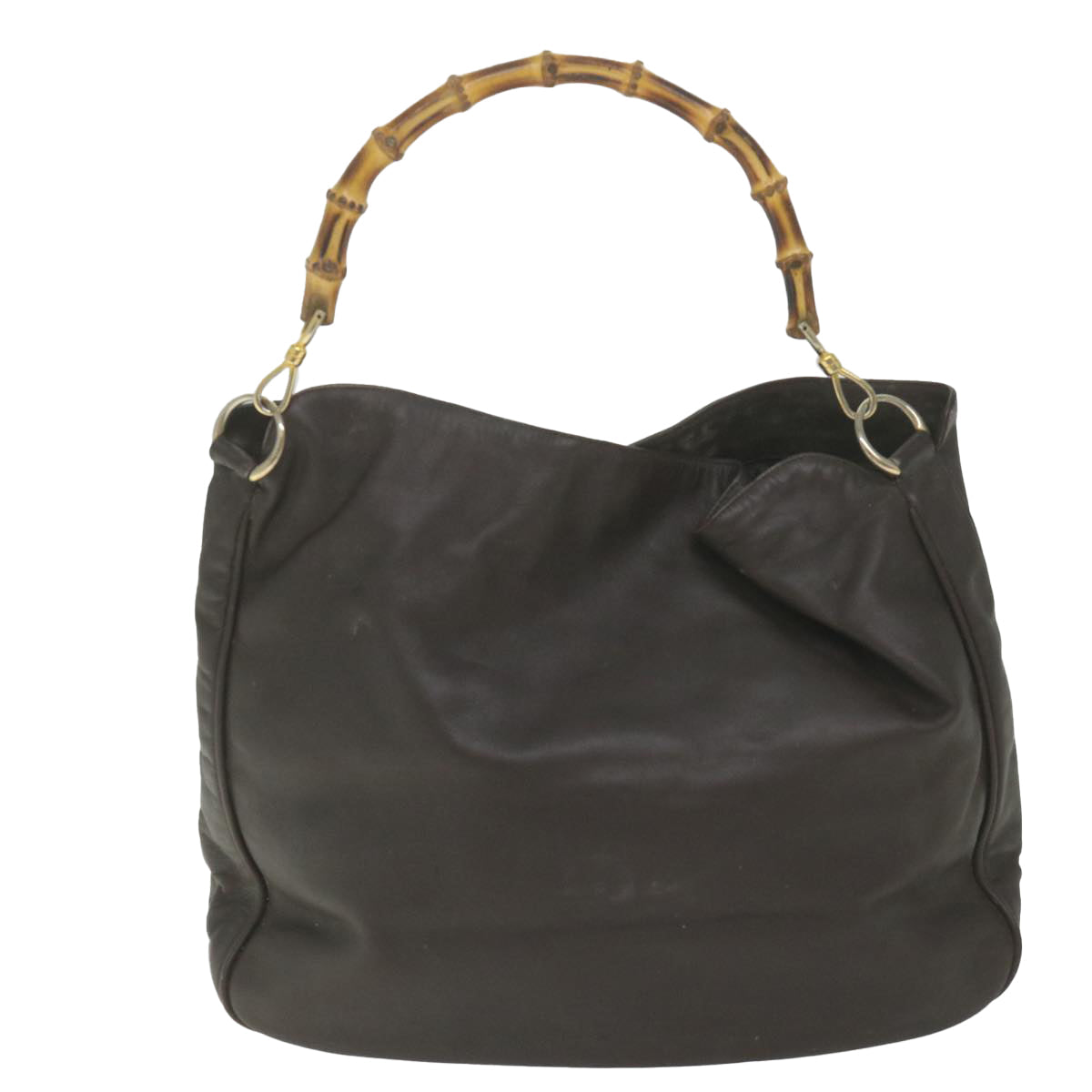 GUCCI Bamboo Shoulder Bag Leather Brown 001 1781 1577 bs9603
